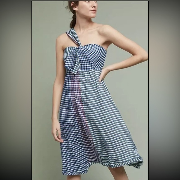Maeve By Anthropologie Wavelet One Shoulder Strap Ruffle Dress  Size 2 - Picture 1 of 9